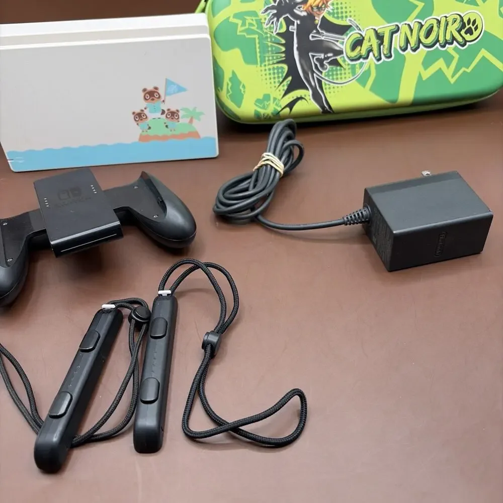 Nintendo Switch Bundle: Docking Station Charger Joy Con Grip Straps Travel Case